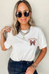 Embroidered Bowknot Graphic Crew Neck Short Sleeve Tee