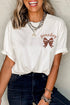 Embroidered Bowknot Graphic Crew Neck Short Sleeve Tee