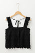 Embroidered Button Front Scalloped Hem Tank