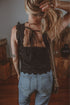 Embroidered Button Front Scalloped Hem Tank