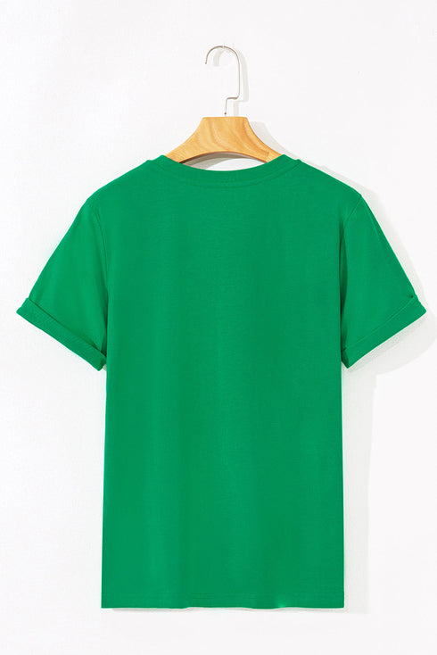 Embroidered Character Graphic Short Sleeve Crew Neck Tee