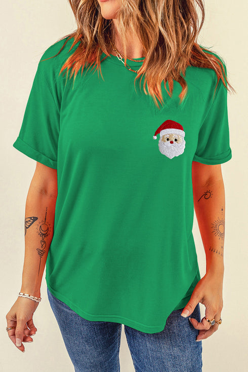 Embroidered Character Graphic Short Sleeve Crew Neck Tee