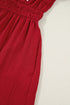 Embroidered Cinched Waist Tiered Long Sleeve Maxi Dress