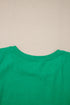 Embroidered Clover Ruffled Sleeve Ribbed Knit Shirt