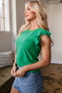 Embroidered Clover Ruffled Sleeve Ribbed Knit Shirt