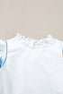 Embroidered Cotton Ruffle Sleeve Frilled Collar Woven Blouse