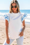 Embroidered Cotton Ruffle Sleeve Frilled Collar Woven Blouse