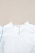Embroidered Cotton Ruffle Sleeve Frilled Collar Woven Blouse