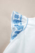 Embroidered Cotton Ruffle Sleeve Frilled Collar Woven Blouse