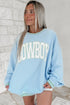 Embroidered Cowboy Letter Print Long Sleeve Round Neck Sweatshirt