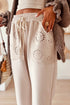 Embroidered Detail Patched Pocket Adjustable Drawstring Pants