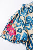 Embroidered Detail Puff Sleeve Frilled Neck Abstract Print Blouse