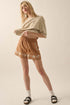 Embroidered Floral Bohemian Tassel Elastic Waist Casual Shorts