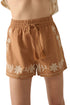 Embroidered Floral Bohemian Tassel Elastic Waist Casual Shorts