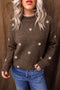 Embroidered Floral High Neck Long Sleeve Pullover Sweater