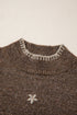 Embroidered Floral High Neck Long Sleeve Pullover Sweater