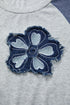 Embroidered Floral Patch Graphic Raglan Long Sleeve Top