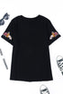 Embroidered Floral Sleeve Relaxed Crew Neck Tee