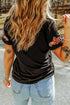 Embroidered Floral Sleeve Relaxed Crew Neck Tee