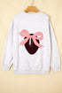 Embroidered Football Bow Back Long Sleeve Game Day Sweatshirt