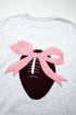 Embroidered Football Bow Back Long Sleeve Game Day Sweatshirt