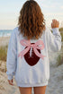 Embroidered Football Bow Back Long Sleeve Game Day Sweatshirt