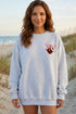 Embroidered Football Bow Back Long Sleeve Game Day Sweatshirt