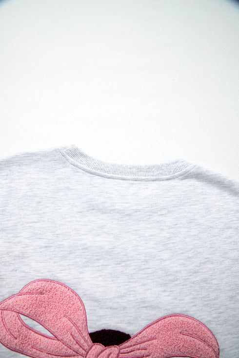 Embroidered Football Bow Back Long Sleeve Game Day Sweatshirt