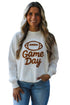 Embroidered Game Day Rugby Graphic Casual Crewneck Sweatshirt