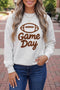 Embroidered Game Day Rugby Graphic Casual Crewneck Sweatshirt