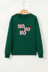 Embroidered HO HO HO Santa Hat Crewneck Sweatshirt