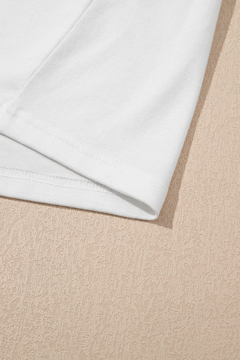 Embroidered Hollow Out Short Sleeve Round Neck Stretch Top