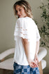 Embroidered Hollow Out Short Sleeve Round Neck Stretch Top