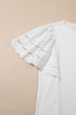Embroidered Hollow Out Short Sleeve Round Neck Stretch Top