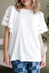 Embroidered Hollow Out Short Sleeve Round Neck Stretch Top