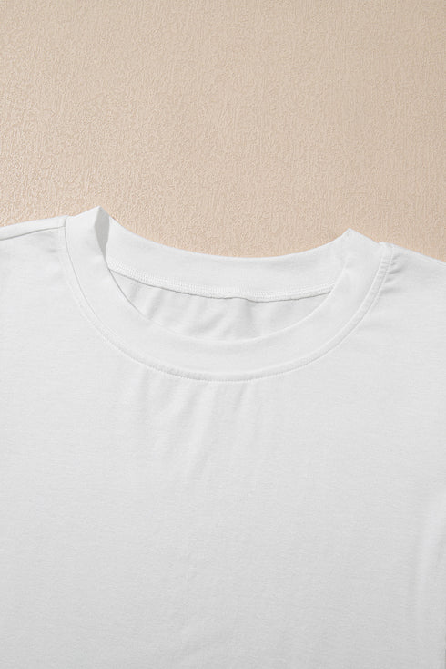 Embroidered Hollow Out Short Sleeve Round Neck Stretch Top