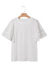 Embroidered Hollow Out Short Sleeve Round Neck Stretch Top