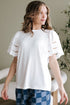 Embroidered Hollow Out Short Sleeve Round Neck Stretch Top