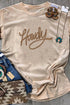 Embroidered Howdy Western Graphic Short Sleeve Tee