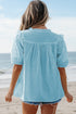 Embroidered Lace Patchwork Tie Neck Puff Sleeve Blouse