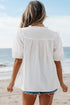 Embroidered Lace Patchwork Tie Neck Puff Sleeve Blouse