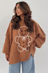Embroidered Oversized Drop Shoulder Round Neck Pullover Sweater