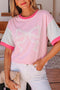 Embroidered Patchwork Applique Bow Detail Relaxed Tee