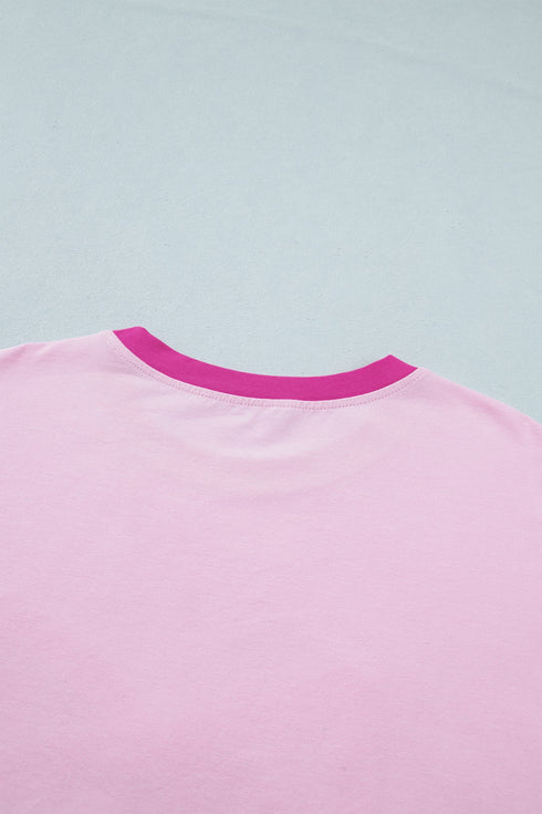 Embroidered Patchwork Applique Bow Detail Relaxed Tee