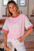 Embroidered Patchwork Applique Bow Detail Relaxed Tee