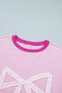 Embroidered Patchwork Applique Bow Detail Relaxed Tee