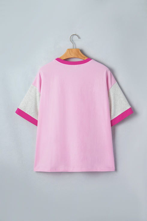 Embroidered Patchwork Applique Bow Detail Relaxed Tee