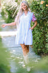 Embroidered Puff Sleeve Striped Tiered Mini Dress