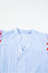 Embroidered Puff Sleeve Striped Tiered Mini Dress