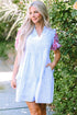 Embroidered Puff Sleeve Striped Tiered Mini Dress